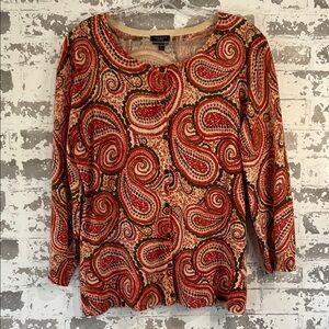 Talbots Red Paisley Button-Front Shirt